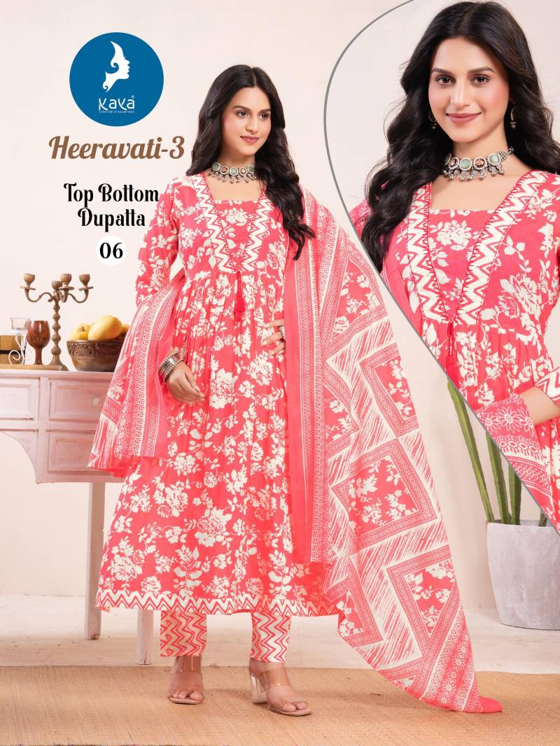 Kaya Heeravati 3 Cotton Printed Kurti Bottom With Dupatta Set