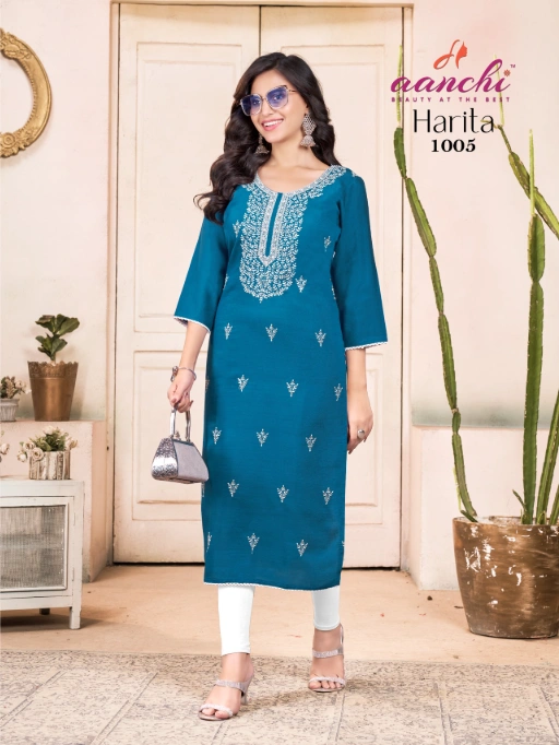 AANCHI Harita Straight Wholesale Kurti With Bottom Dupatta - Image 6
