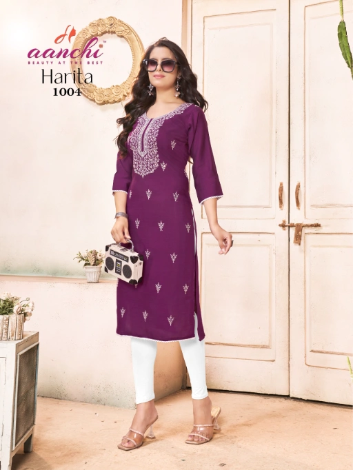 AANCHI Harita Straight Wholesale Kurti With Bottom Dupatta - Image 2