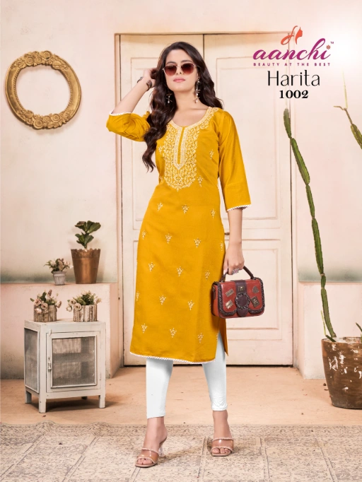 AANCHI Harita Straight Wholesale Kurti With Bottom Dupatta - Image 3