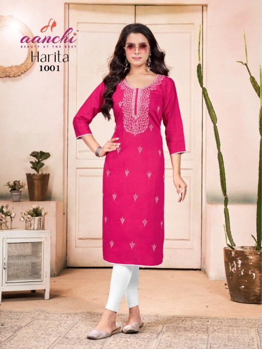 AANCHI Harita Straight Wholesale Kurti With Bottom Dupatta - Image 4