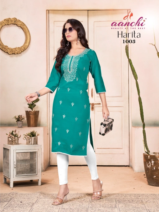 AANCHI Harita Straight Wholesale Kurti With Bottom Dupatta - Image 5