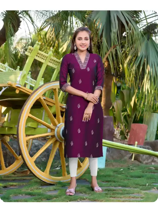 Aanchi Prachi Wholesale Silk Straight Kurti With Bottom Catalog - Image 4