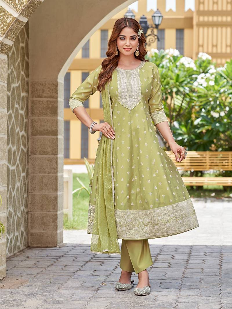 Aanchi Renu Roman Silk Wholesale Kurti Bottom With Dupatta Collection - Image 4