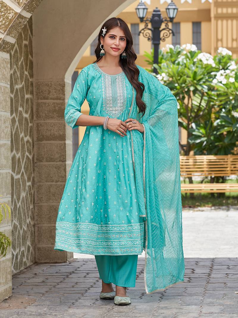 Aanchi Renu Roman Silk Wholesale Kurti Bottom With Dupatta Collection - Image 3