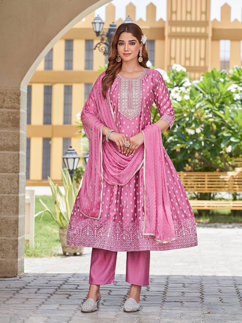 Aanchi Renu Roman Silk Wholesale Kurti Bottom With Dupatta Collection