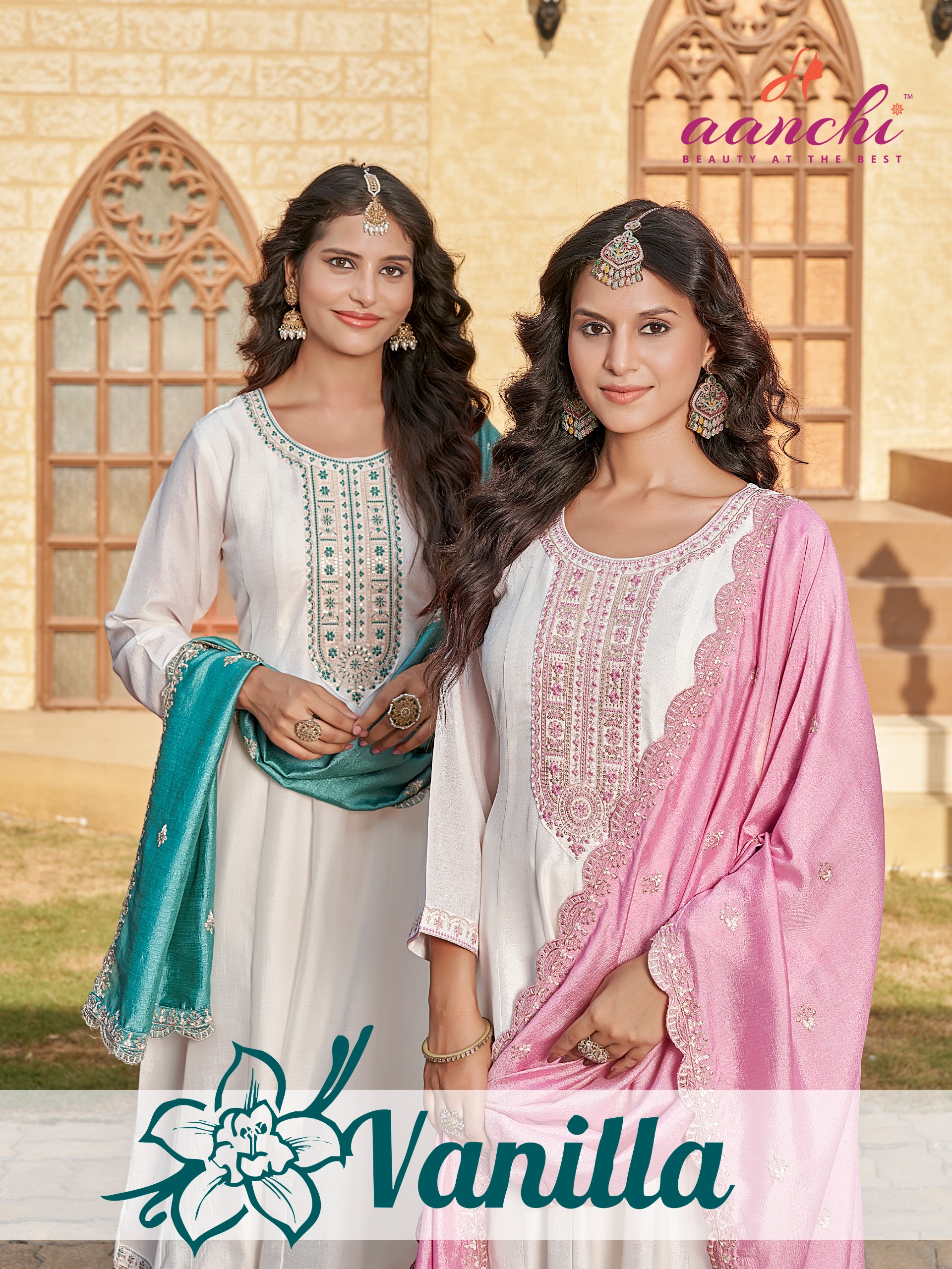 Aanchi Vanilla Wholesale Silk Anarkali Kurti Collection