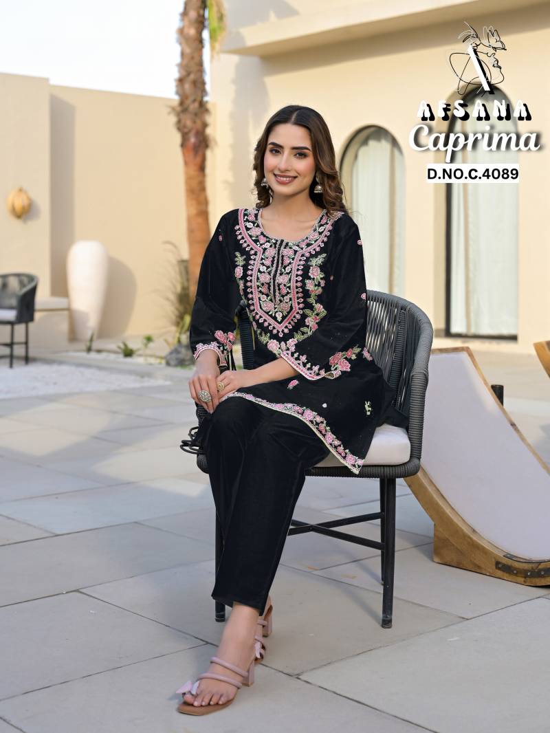 Afsana Caprima Cotton Kurti With Pant Set Wholesale Catalog