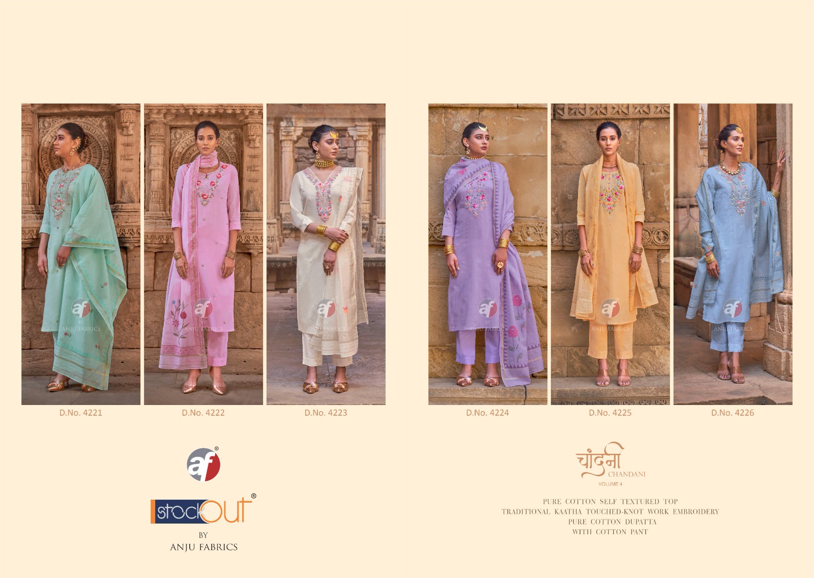 Anju Fabric Chandani Vol 4 Wholesale Cotton Kurti Bottom Dupatta - Image 8