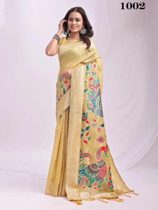 Astita Morni Linen Cotton Kalamkari Wholesale Sarees - Image 7