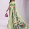 Linen Cotton Sarees Kalamkari Print Sarees Uniform Wear Sarees Festival Sarees Wholesale