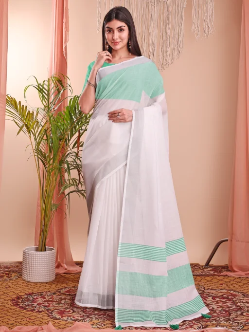 Astita The White Loom Linen Cotton Saree Wholesale - Image 8
