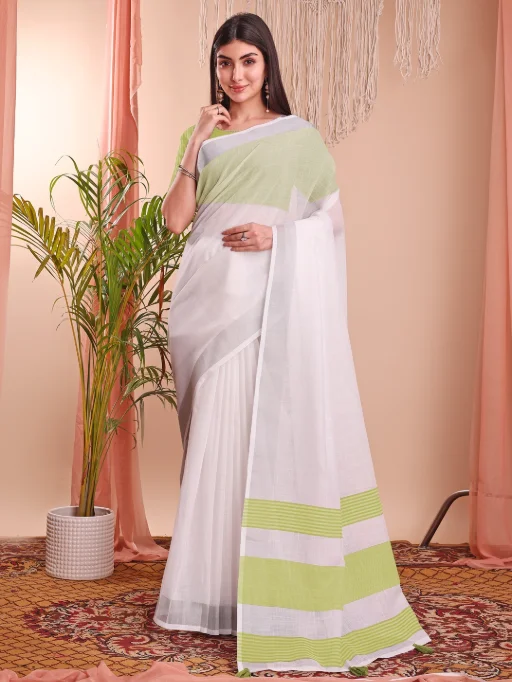 Astita The White Loom Linen Cotton Saree Wholesale - Image 10