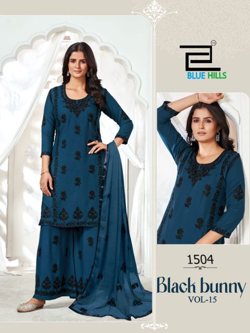 Blue Hills Black Bunny Vol 15 Wholesale Rayon Kurti Bottom Dupatta