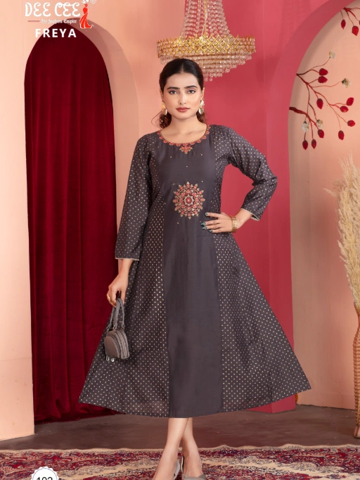 Deecee Freya Wholesale Readymade Chanderi Kurti Collection - Image 7