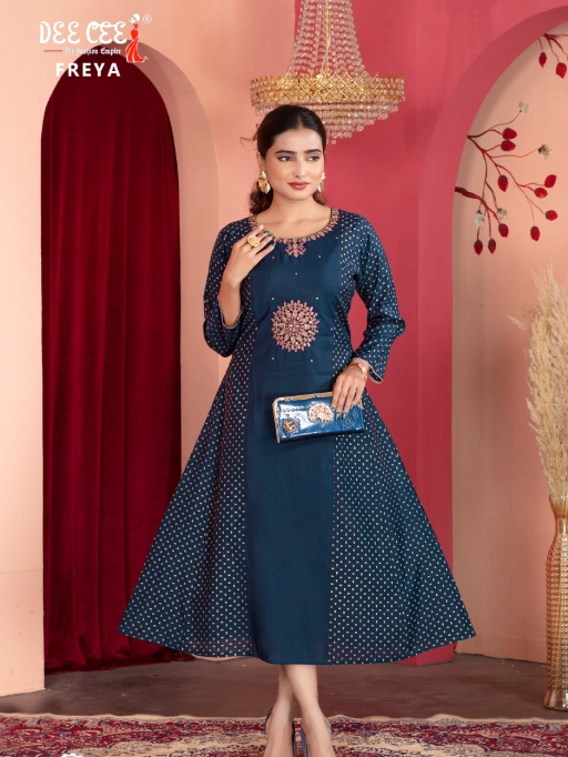 Deecee Freya Wholesale Readymade Chanderi Kurti Collection - Image 2