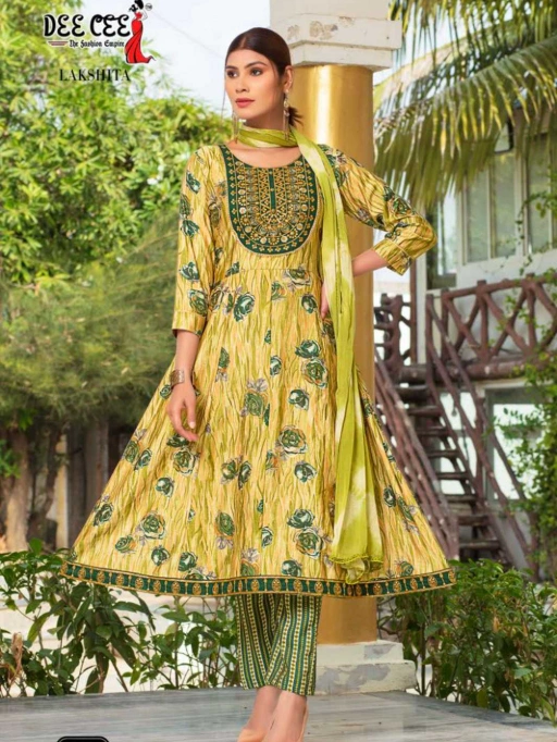Deecee Lakshita Wholesale Heavy Chanderi Printed Kurti With Bottom Dupatta - Image 6