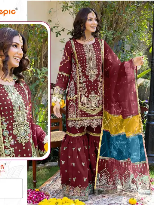 FEPIC Rosemeen 1814 Wholesale Designer Organza Pakistani Salwar Kameez