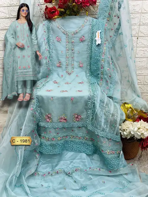 Fepic Rosemeen 1981 Wholesale Organza Pakistani Salwar Kameez - Image 5