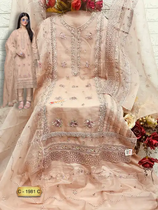 Fepic Rosemeen 1981 Wholesale Organza Pakistani Salwar Kameez - Image 6