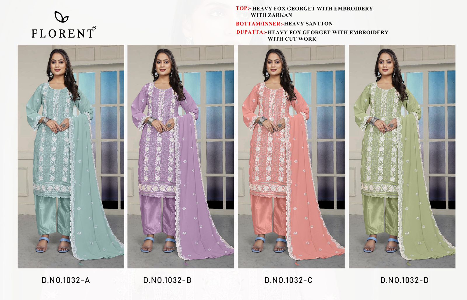 Florent D No. 1032 Wholesale Georgette Pakistani Salwar Suit Catalog - Image 6