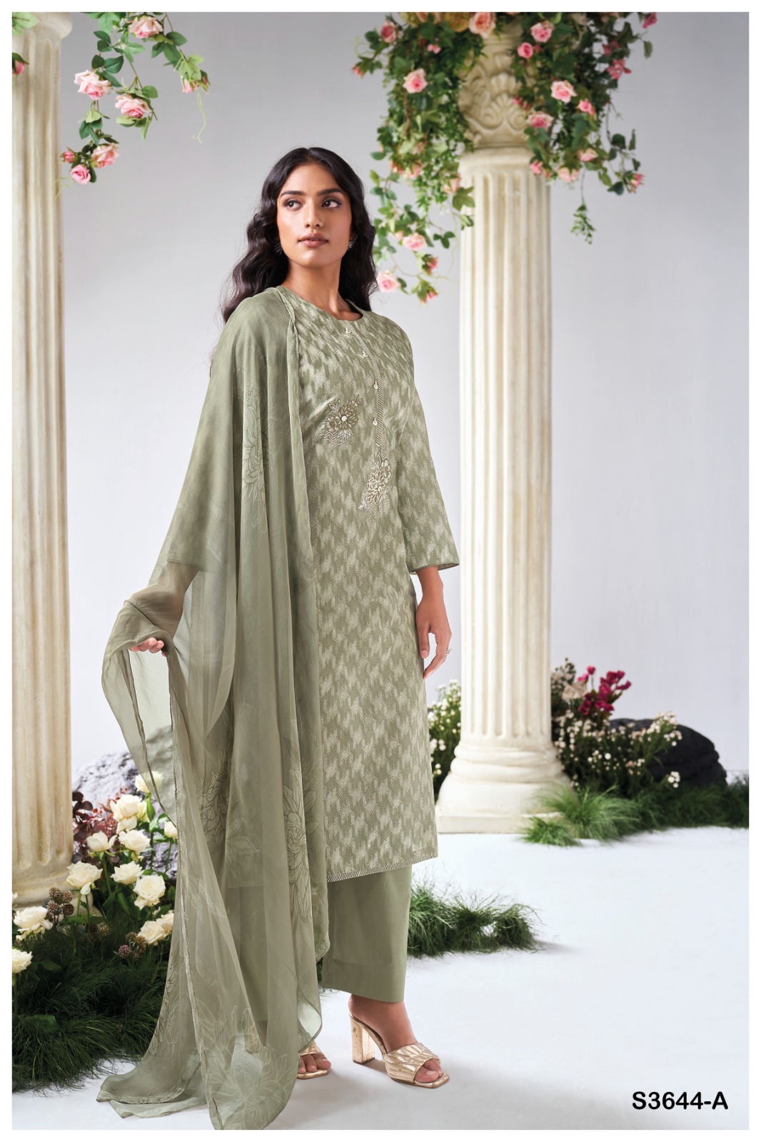 GANGA Gianella 3644 Wholesale Premium Cotton Embroidered Suit Kameez - Image 3