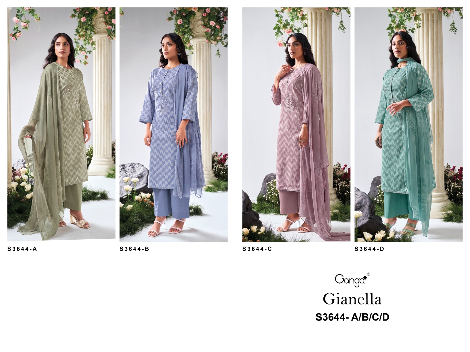 GANGA Gianella 3644 Wholesale Premium Cotton Embroidered Suit Kameez - Image 6