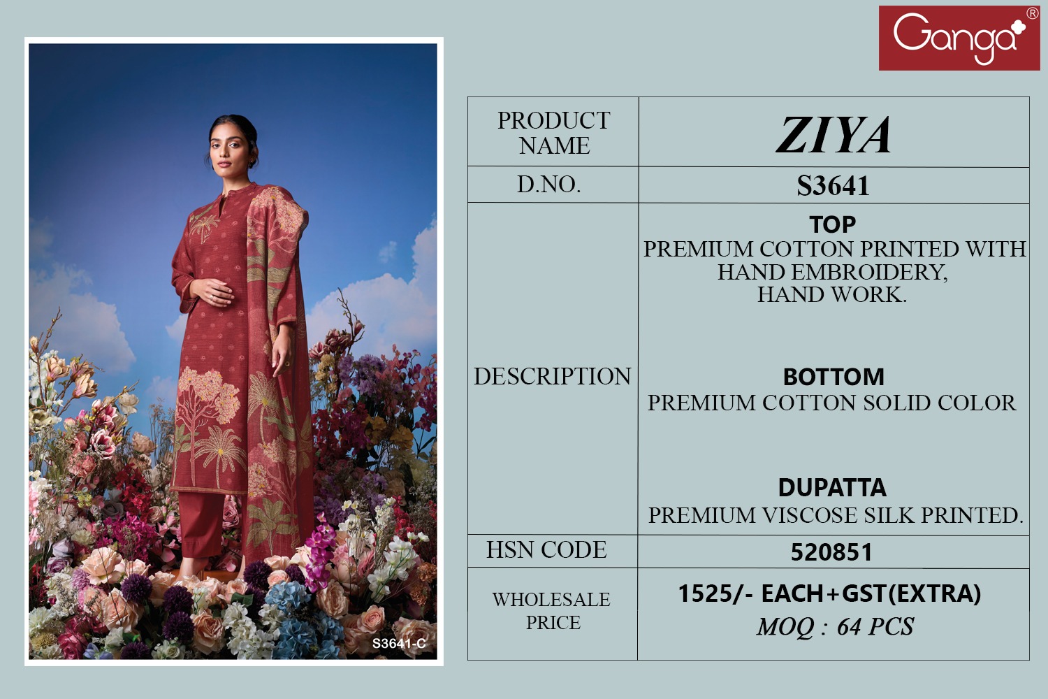 GANGA Ziya 3641 Wholesale Premium Cotton Salwar Kameez Catalog - Image 7