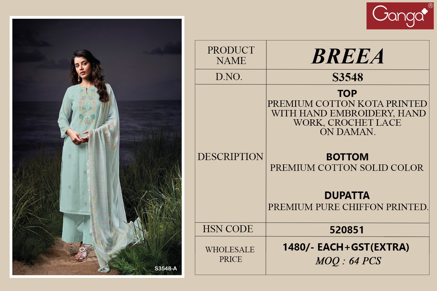 Ganga Breea 3548 Wholesale Premium Cotton Salwar Kameez Catalog - Image 7