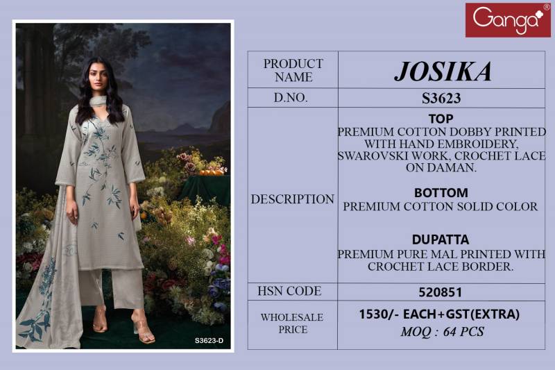 Ganga Josika Wholesale Pure Cotton Salwar Kameez Catalog - Image 5