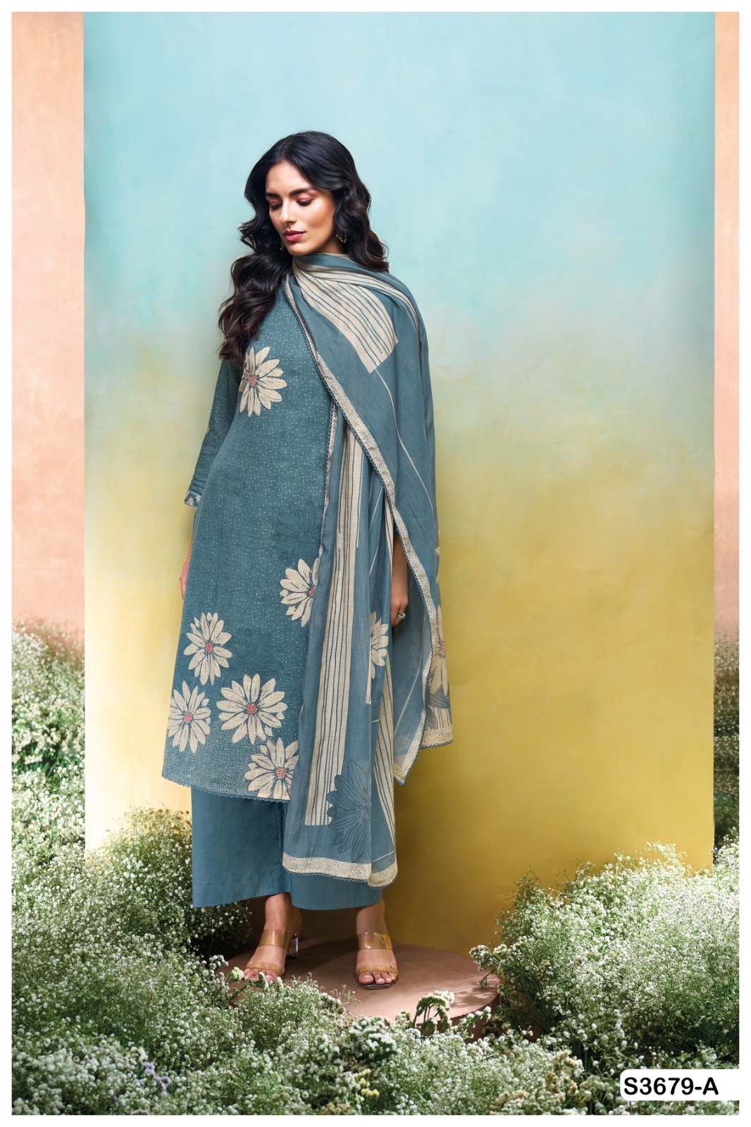 Ganga Kalani 3679 Wholesale Cotton Linen Salwar Kameez - Image 5