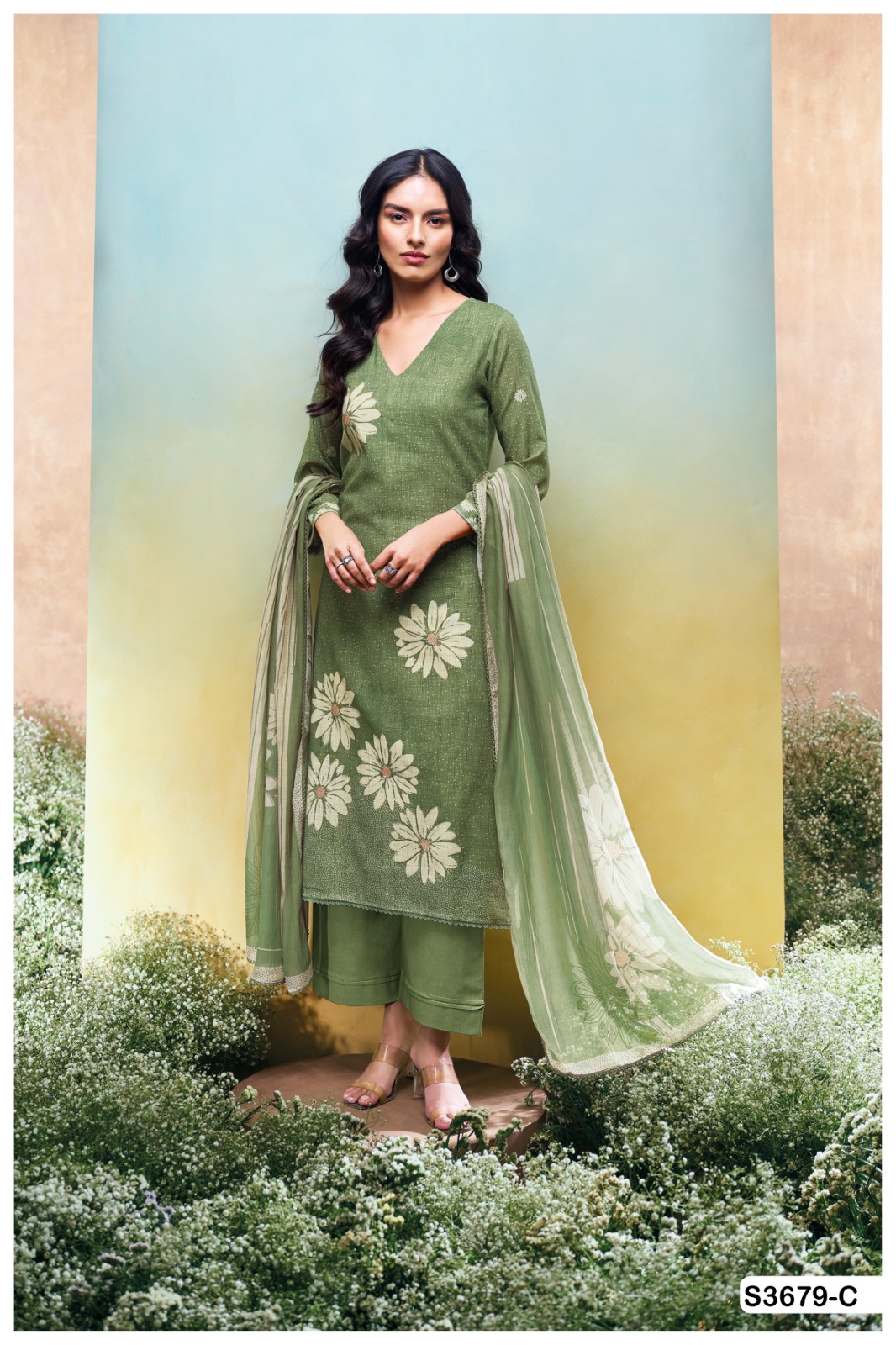 Ganga Kalani 3679 Wholesale Cotton Linen Salwar Kameez - Image 2