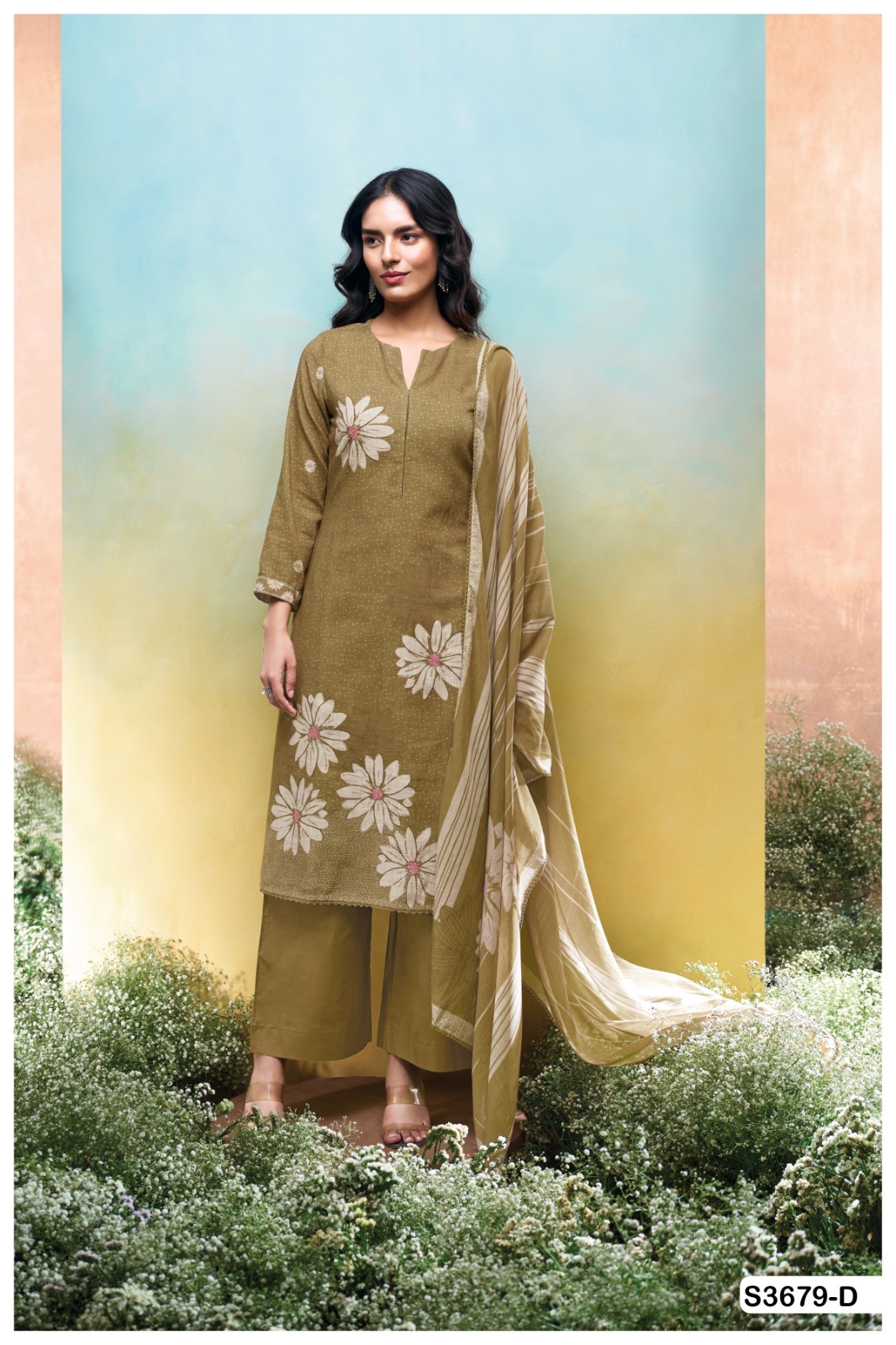 Ganga Kalani 3679 Wholesale Cotton Linen Salwar Kameez - Image 3