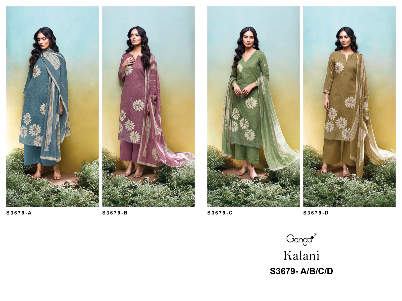 Ganga Kalani 3679 Wholesale Cotton Linen Salwar Kameez - Image 7