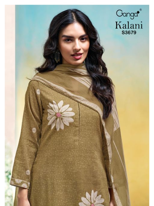 Ganga Kalani 3679 Wholesale Cotton Linen Salwar Kameez