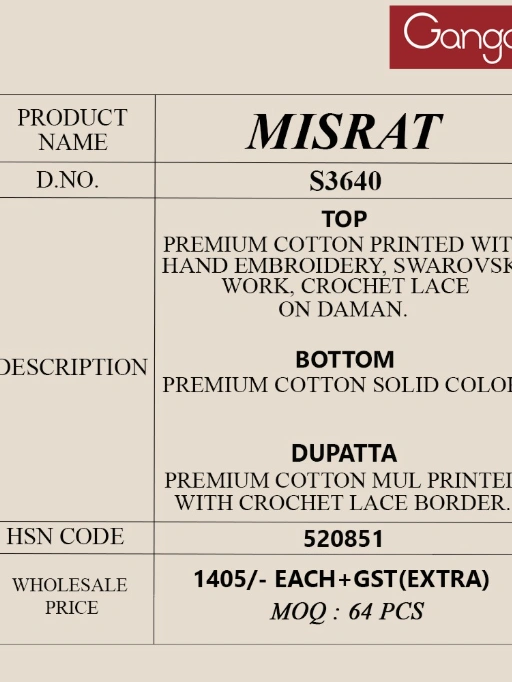 Ganga Misrat 3640 Premium Cotton Wholesale Salwar Kameez - Image 6