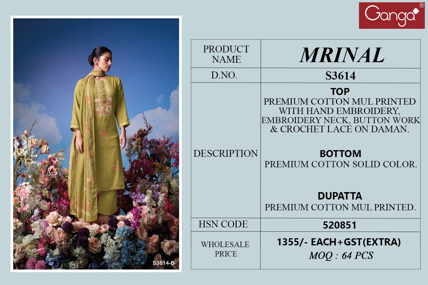 Ganga Mrinal 3614 Wholesale Cotton Salwar Kameez Collection - Image 6