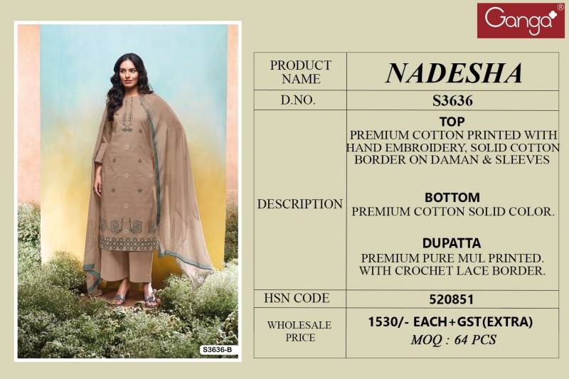 Ganga Nadesha Wholesale Cotton Salwar Kameez Collection - Image 5