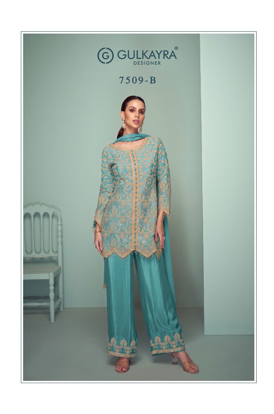Gulkayra Crown Platinum Chinon Designer Plazoo Salwar Suit Collection - Image 3