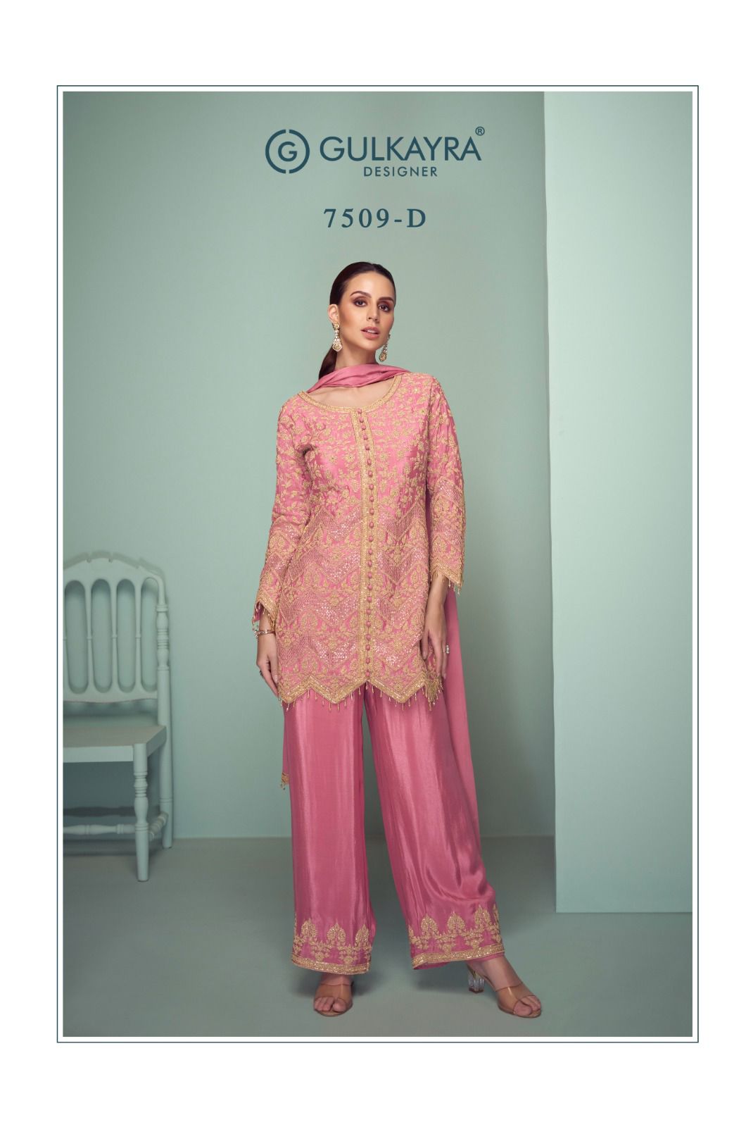 Gulkayra Crown Platinum Chinon Designer Plazoo Salwar Suit Collection - Image 5