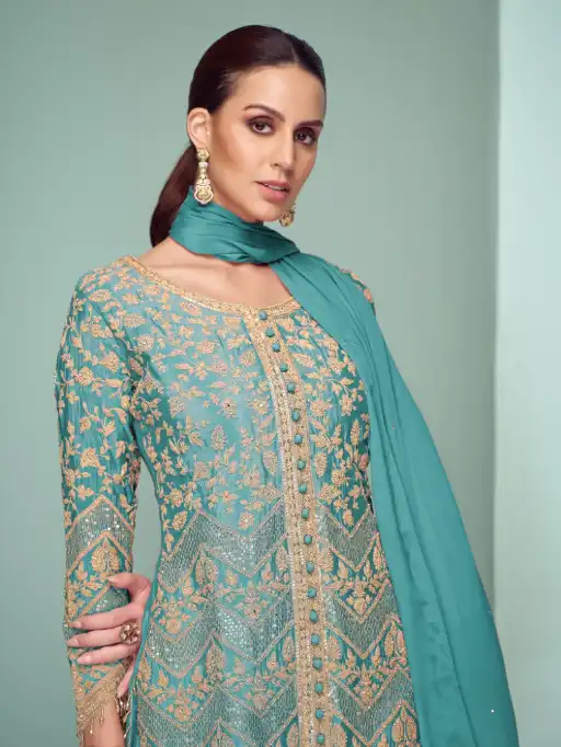 Gulkayra Crown Platinum Chinon Designer Plazoo Salwar Suit Collection