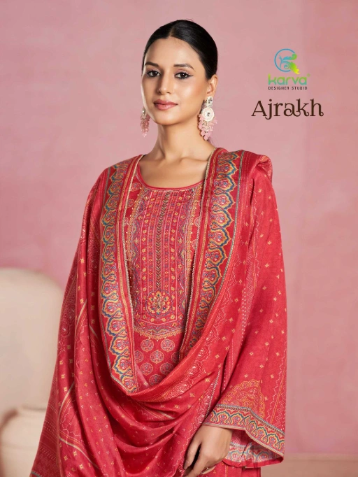 KARVA Designer Studio AJRAKH Wholesale Viscose Maslin Salwar Kameez