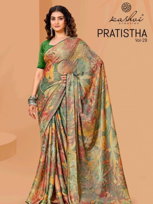 Kashvi Creation Pratistha Vol 29 Wholesale Brasso Fancy Saree Catalog - Image 8