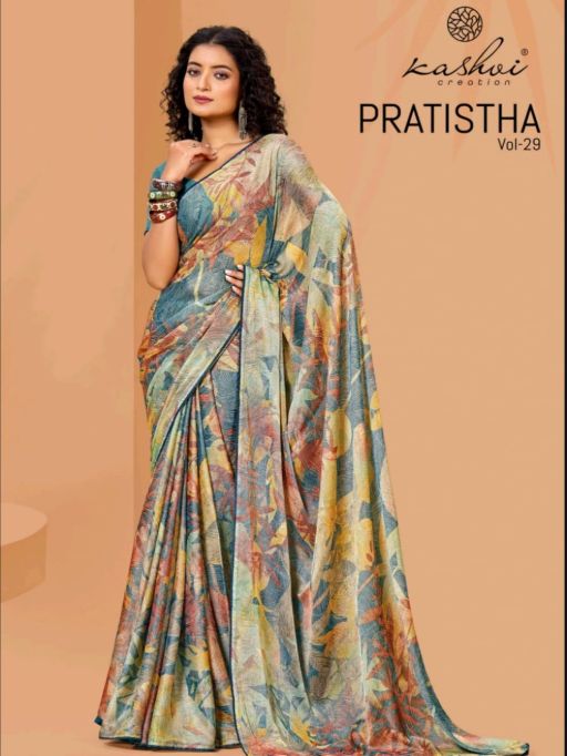 Kashvi Creation Pratistha Vol 29 Wholesale Brasso Fancy Saree Catalog - Image 3