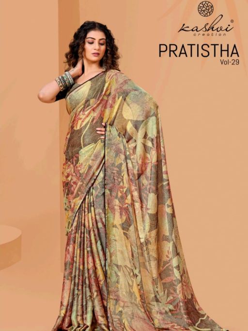 Kashvi Creation Pratistha Vol 29 Wholesale Brasso Fancy Saree Catalog - Image 4