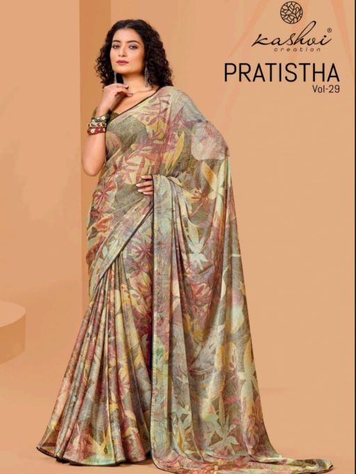 Kashvi Creation Pratistha Vol 29 Wholesale Brasso Fancy Saree Catalog - Image 5