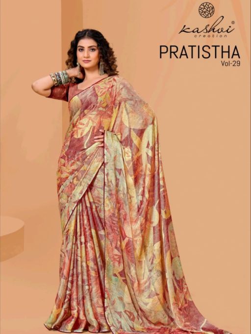 Kashvi Creation Pratistha Vol 29 Wholesale Brasso Fancy Saree Catalog - Image 6