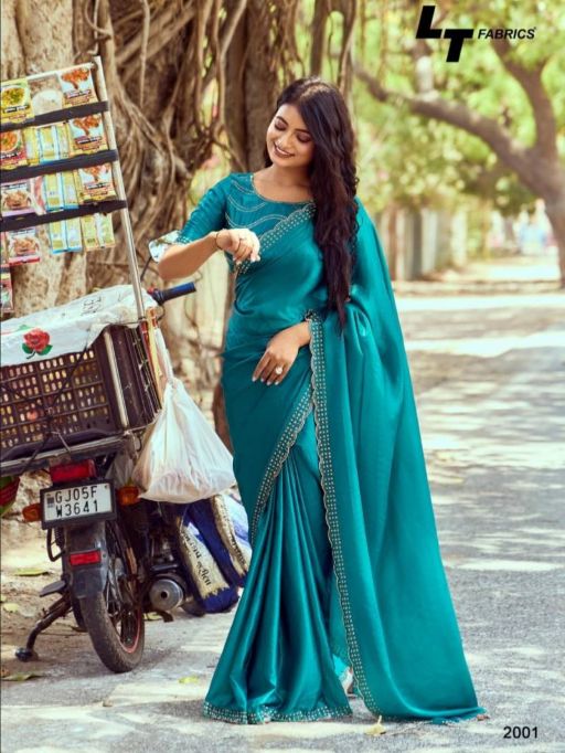 Kashvi Silver Stone Vol 20 Wholesale Fancy Satin Saree Collection - Image 3