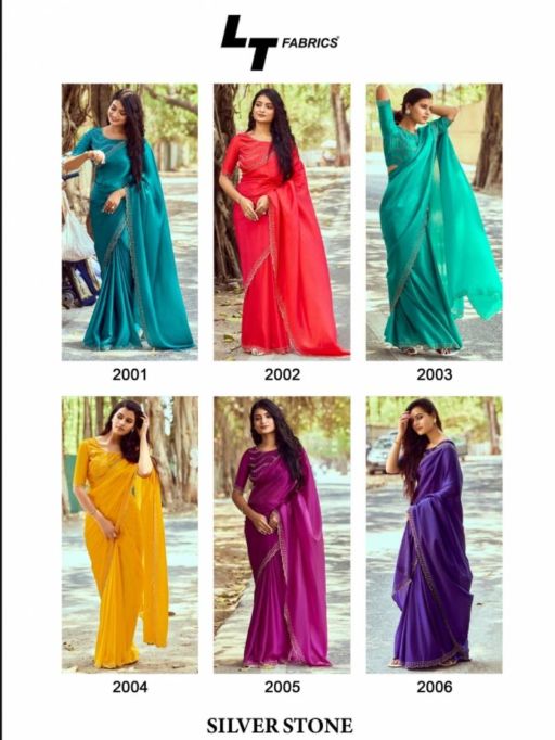 Kashvi Silver Stone Vol 20 Wholesale Fancy Satin Saree Collection - Image 7