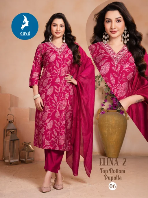Kaya Kurti Elina 2 Readymade Wholesale Cotton Kurti Bottom With Dupatta Set - Image 2